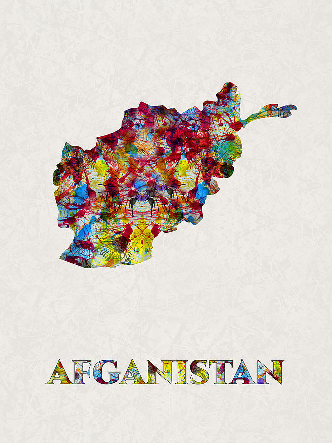 Map Of Afganistan Water Color Artist Singh Mixed Media By Artguru Official Maps 0672