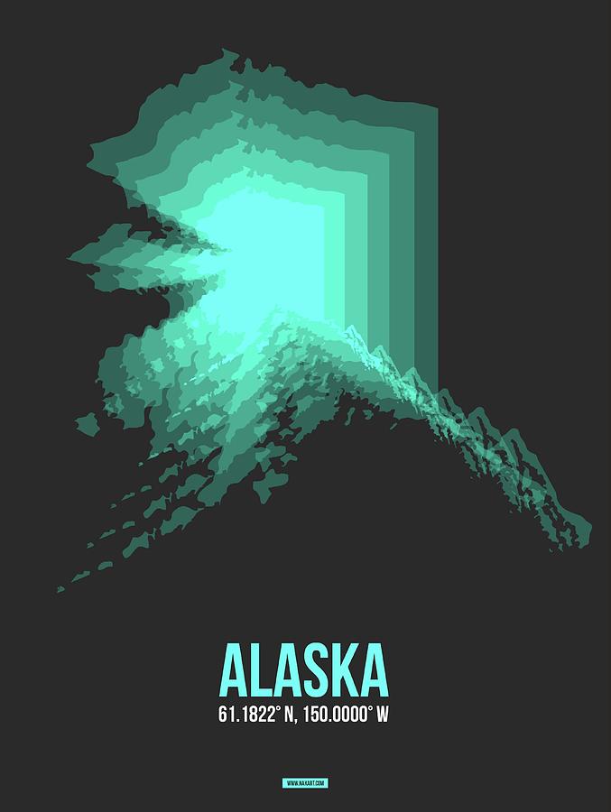 Anchorage Digital Art - Map of Alaska 2 by Naxart Studio