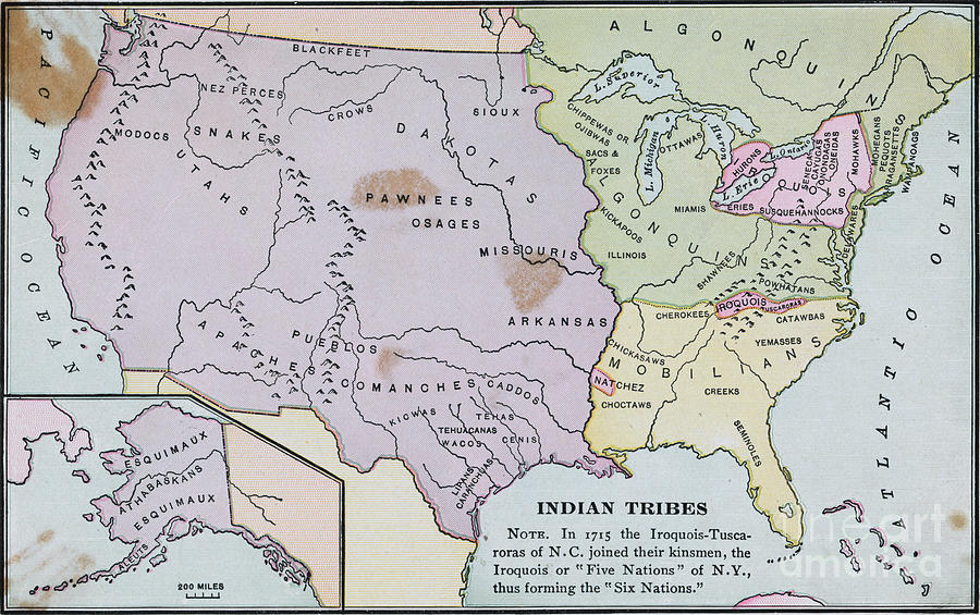 Map Of America Showing Indian Tribes Photograph by Bettmann