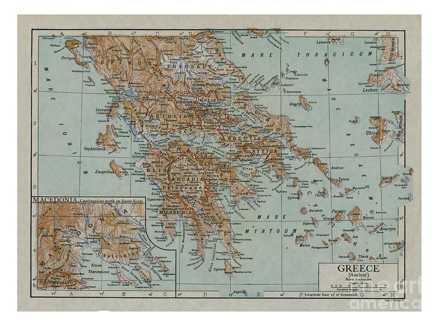 Map Of Ancient Greece by Print Collector