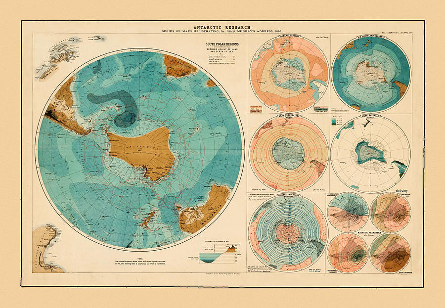 Map Of Antarctic 1893 Photograph by Andrew Fare