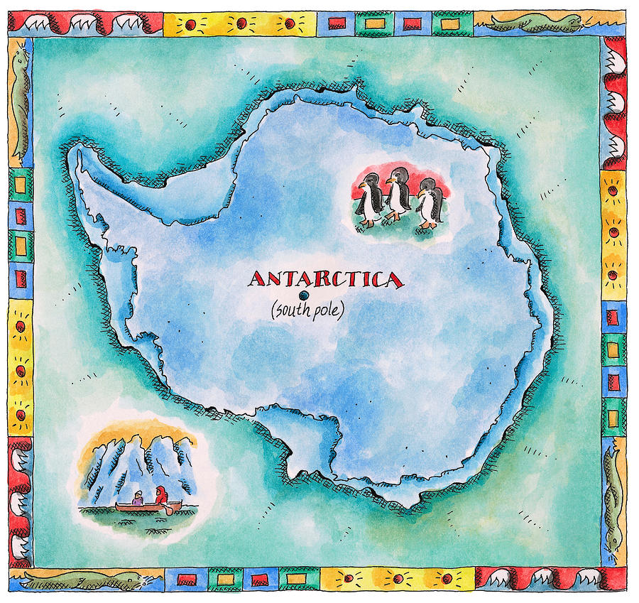 Map Of Antarctica Digital Art by Jennifer Thermes