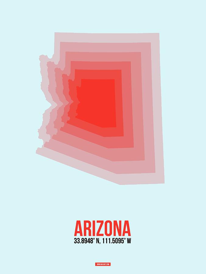 Phoenix Digital Art - Map of Arizona by Naxart Studio