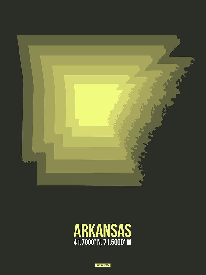 Arkansas Map Digital Art - Map of Arkansas 2 by Naxart Studio