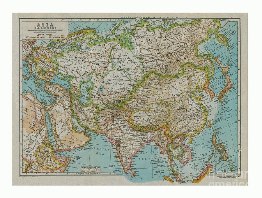 Map Of Asia Drawing by Print Collector