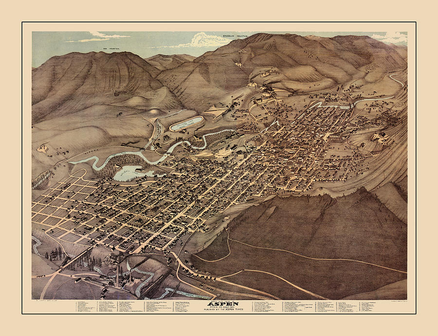 Map Of Aspen 1893 Photograph by Andrew Fare