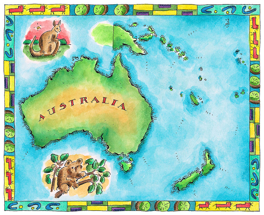 Map Of Australia Digital Art by Jennifer Thermes