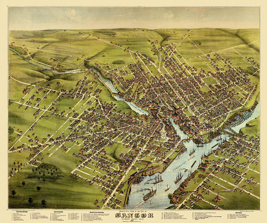 Map Of Bangor 1875 Photograph by Andrew Fare