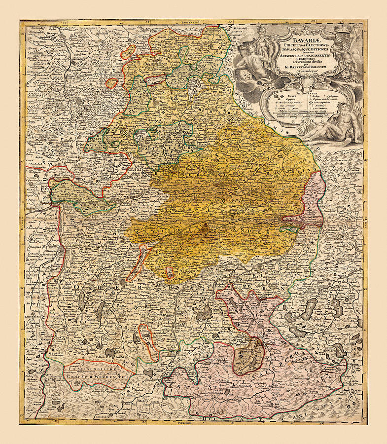 Map Of Bavaria 1724 Photograph by Andrew Fare