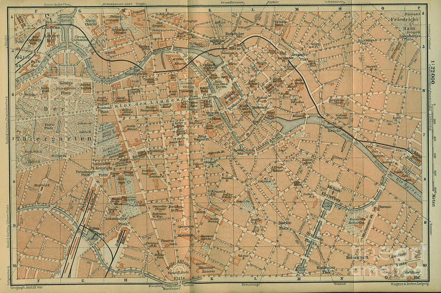 Map Of Berlin Center, From A Travel Drawing by Heritage Images