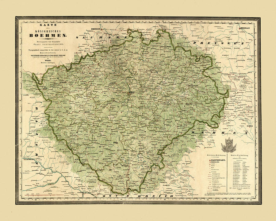 Map Of Bohemia 1843 Photograph by Andrew Fare