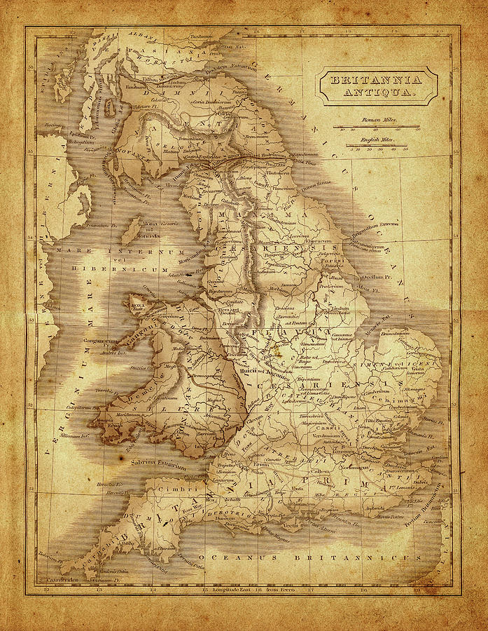 Map Of Britannia During The Roman Empire Digital Art by Thepalmer