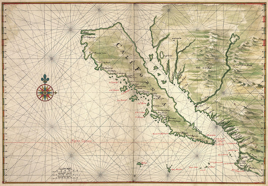 Map of California as an Island unto itself by Joan Vinckeboons c. 1650 by Daniel Hagerman Map of California as an Island unto itself by Joan Vinckeboons c. 1650 by Daniel Hagerman