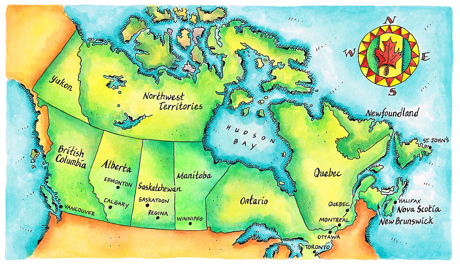 Map Of Canada Digital Art by Jennifer Thermes