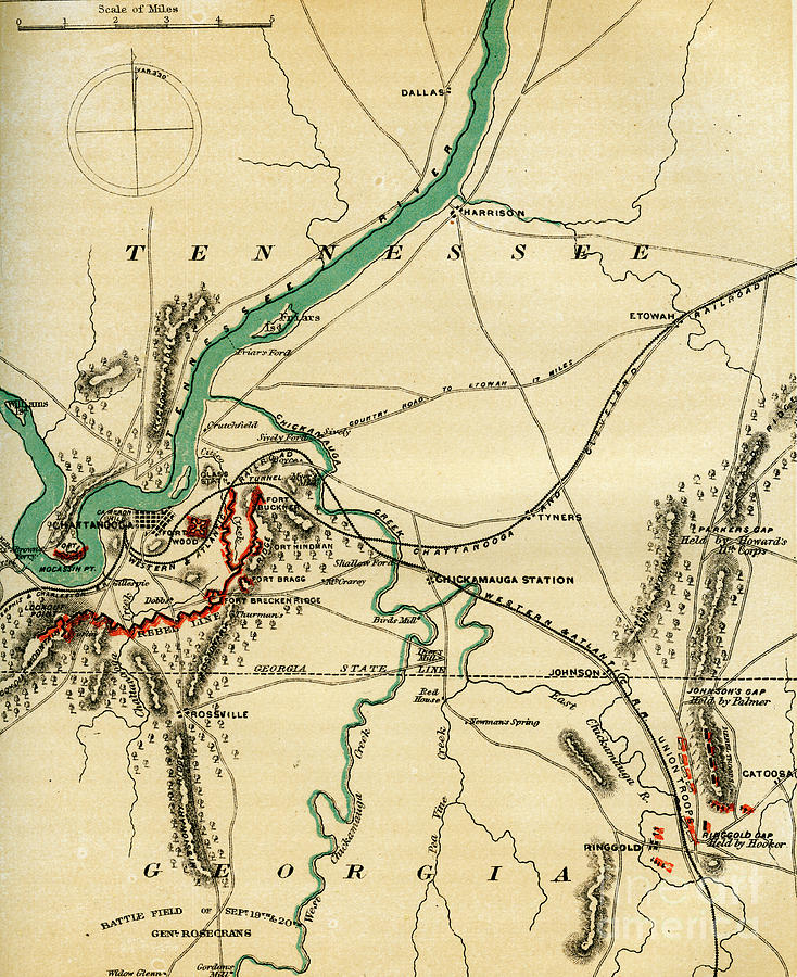 Map Of Chattanooga And Its Defences Drawing by Print Collector