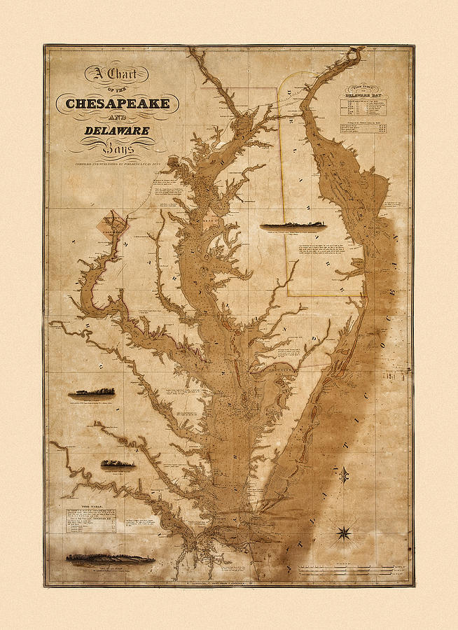 Map Of Chesapeake Bay 1832 Photograph by Andrew Fare