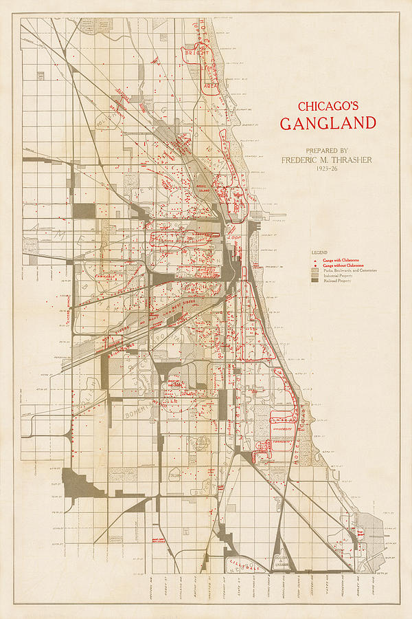 Map Of Chicago Gangs 1926 Photograph by Andrew Fare