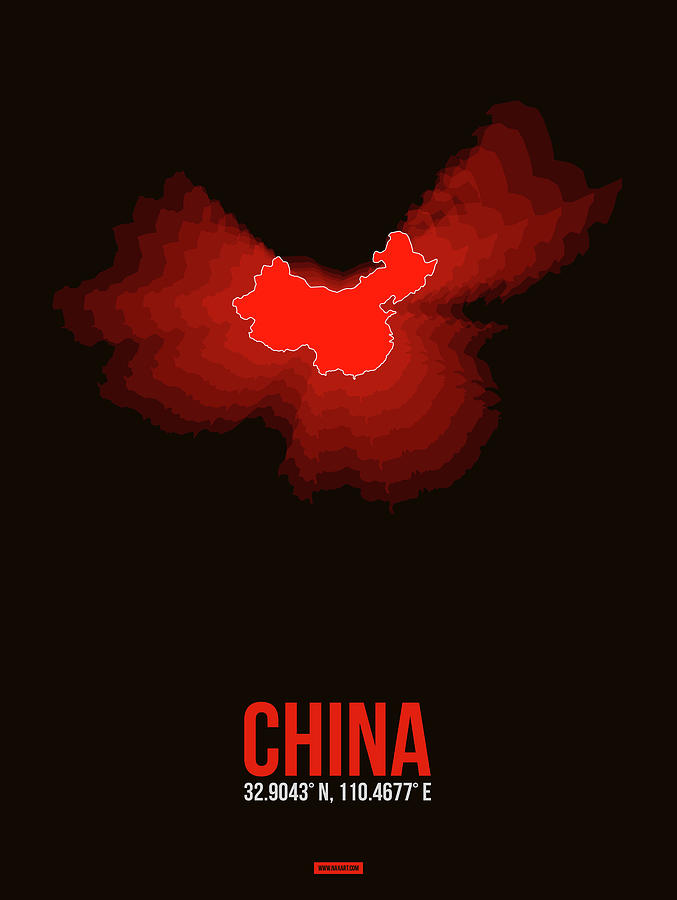 Map Digital Art - Map of China by Naxart Studio