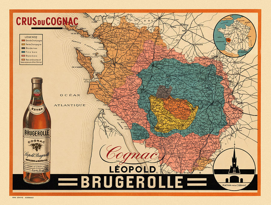 Map Of Cognac 1928 Photograph by Andrew Fare