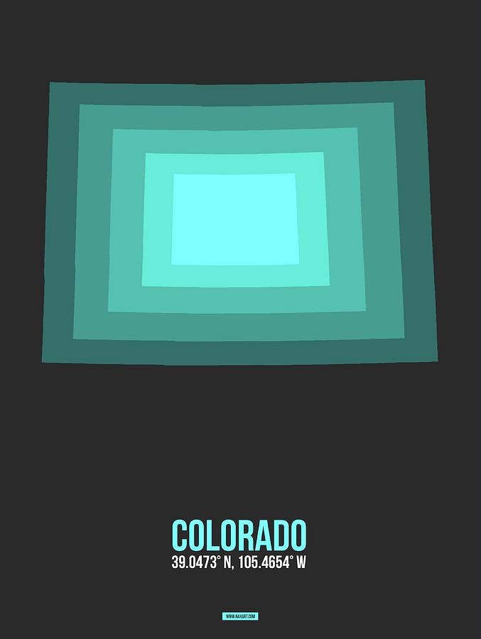 Colorado Map Digital Art - Map of Colorado Teal by Naxart Studio