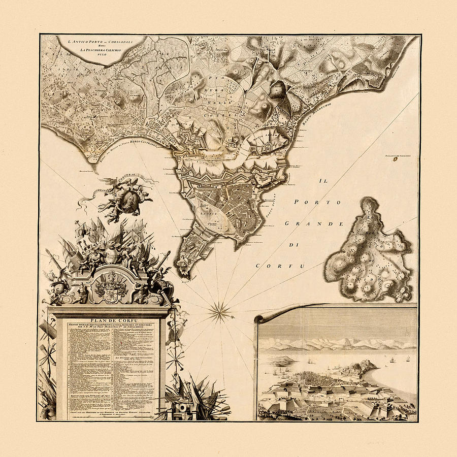Map Of Corfu 1735 Photograph by Andrew Fare