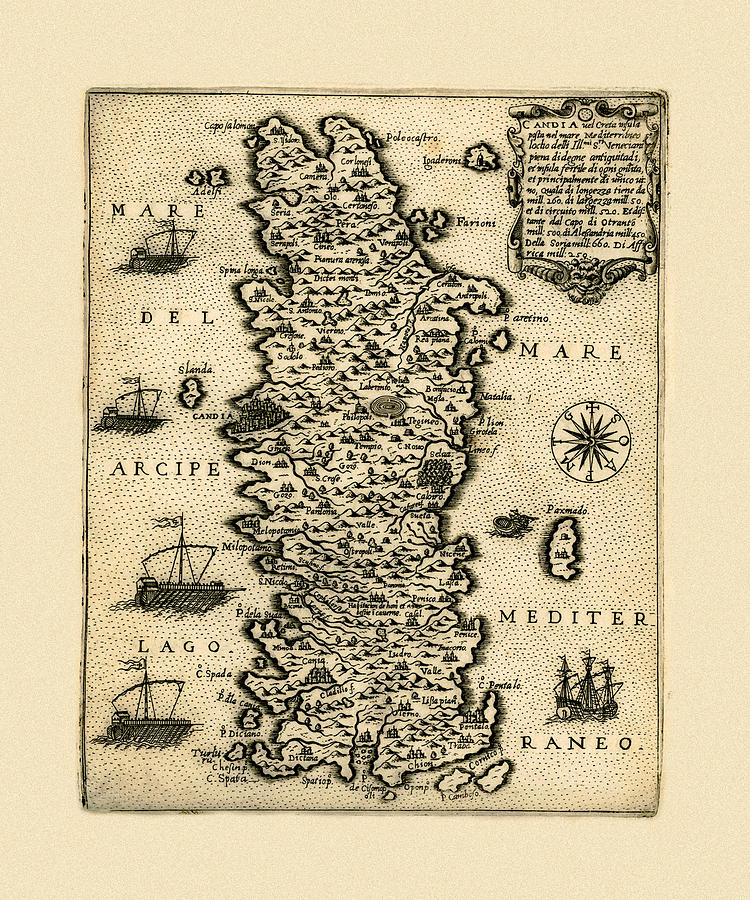 Map Of Crete 1574 Photograph by Andrew Fare