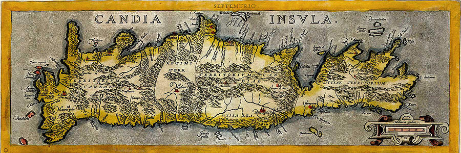 Map Of Crete 1584 Photograph by Andrew Fare