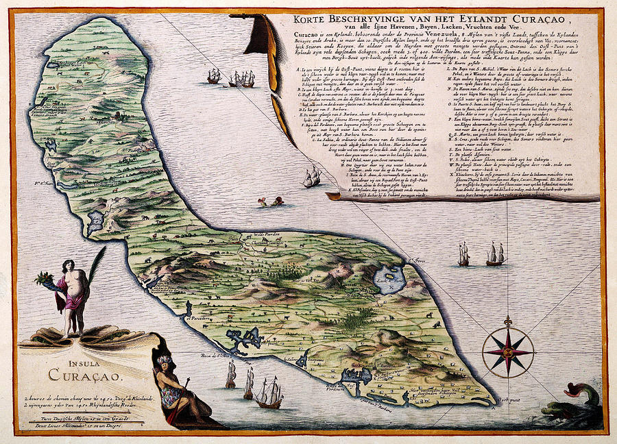 Map Of Curacao 1680 Photograph by Andrew Fare