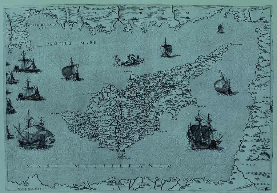 Map Of Cyprus 1569 Photograph by Andrew Fare