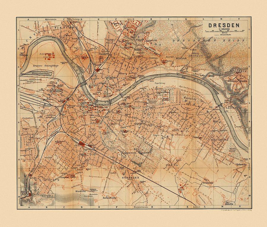 Map Of Dresden 1910 Photograph by Andrew Fare