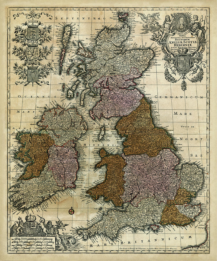 Map Of England, Scotland & Ireland Painting by Unknown