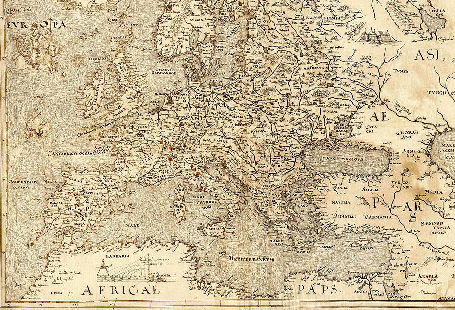 Old Map Of Europe 1570 Photograph By Dusty Maps