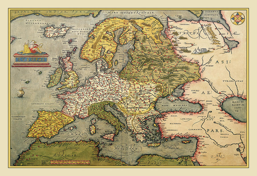 Map of Europe Painting by A. Ortelius