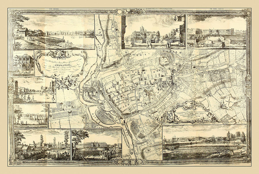 Map Of Exeter 1744 Photograph by Andrew Fare