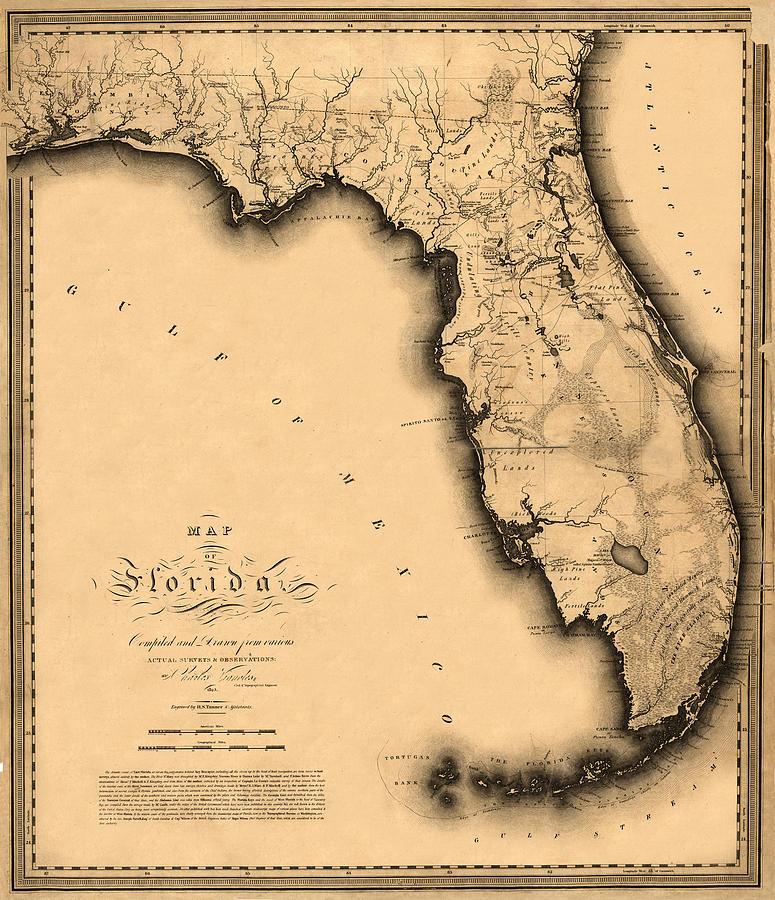 Map Of Florida 1823 Photograph by Andrew Fare