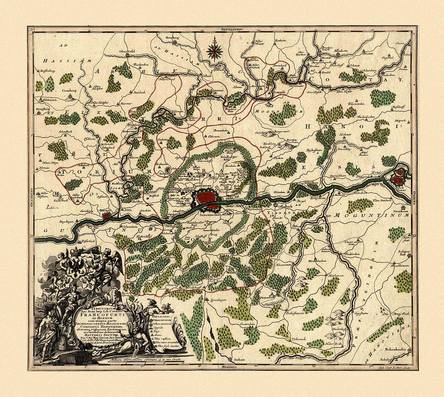 Map Of Frankfurt 1741 Photograph by Andrew Fare