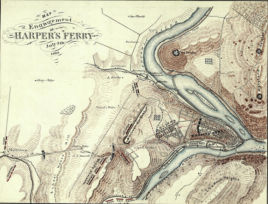 Map of Harper's Ferry, West Virginia in 1864, by Steve Estvanik Map of Harper's Ferry, West Virginia in 1864, by Steve Estvanik