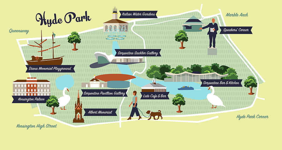 Map Of Hyde Park Digital Art by Claire Huntley