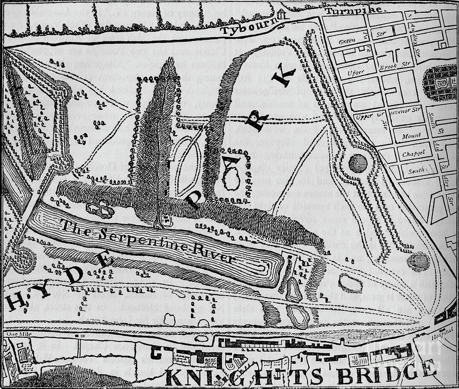 Map Of Hyde Park, London, 1748 1878 Drawing by Print Collector