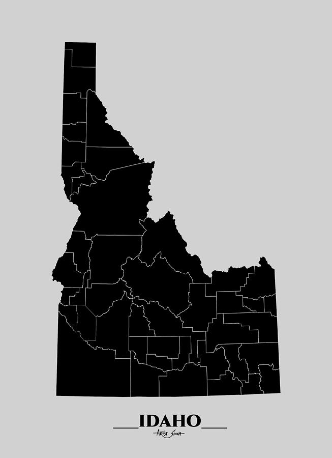 Map Of Idaho Black Artist Singh Mixed Media By Artguru Official Maps Pixels 9037