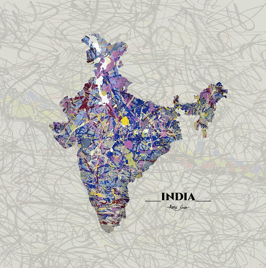 Map Of India 2 Drip Art Artist Singh Mixed Media By Artguru Official Maps Fine Art America 1482