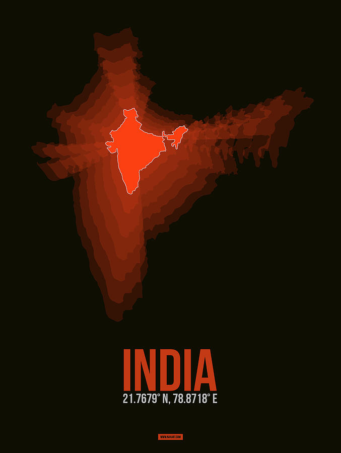 Map Digital Art - Map of India by Naxart Studio