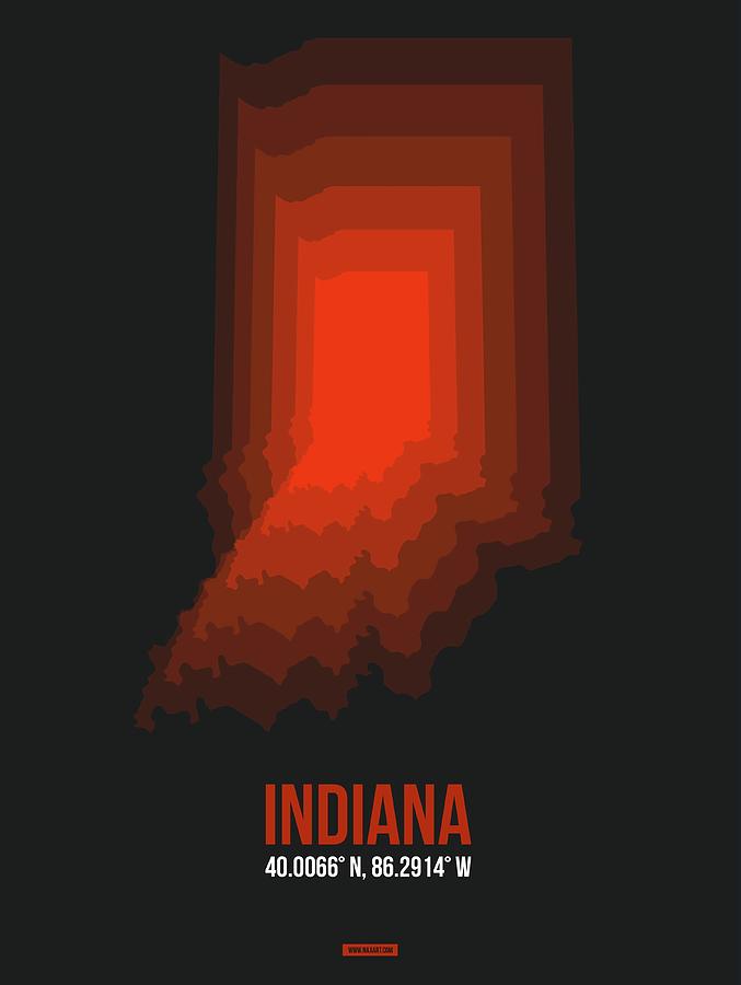 Indianapolis Digital Art - Map of Indiana 1 by Naxart Studio