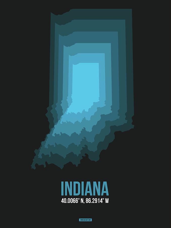 Indianapolis Digital Art - Map of Indiana 2 by Naxart Studio