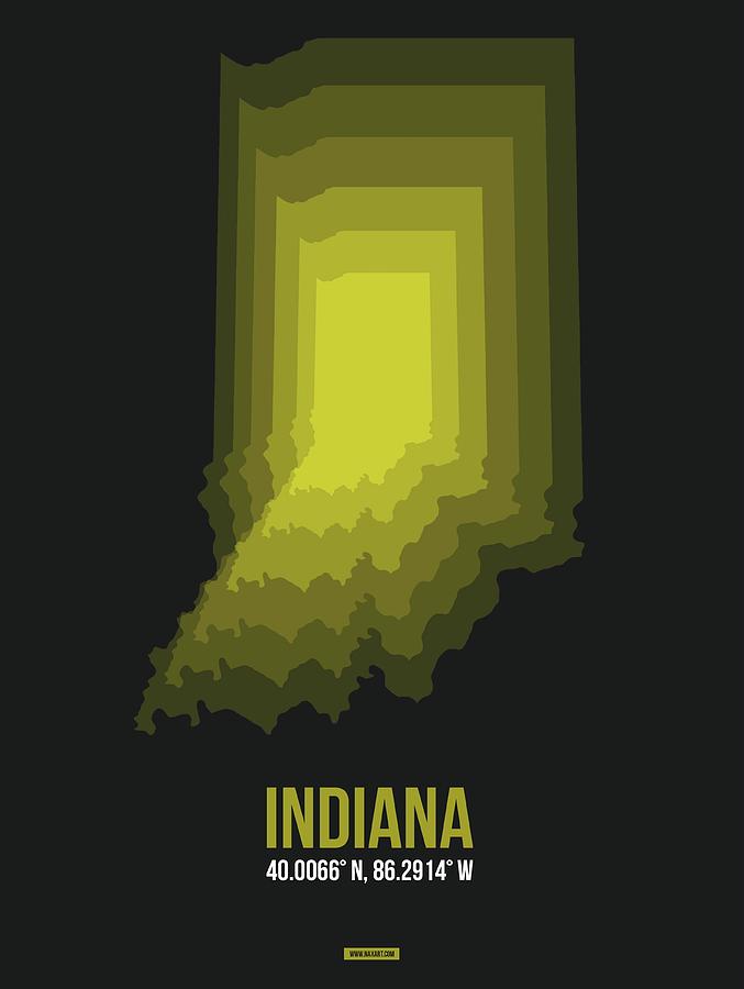 Indianapolis Digital Art - Map of Indiana 3 by Naxart Studio