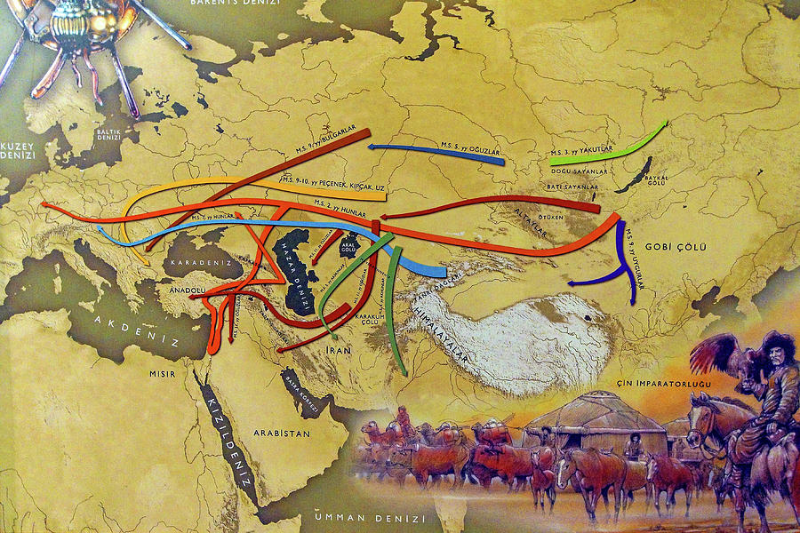 Map of invasions from Central Asia Photograph by Steve Estvanik