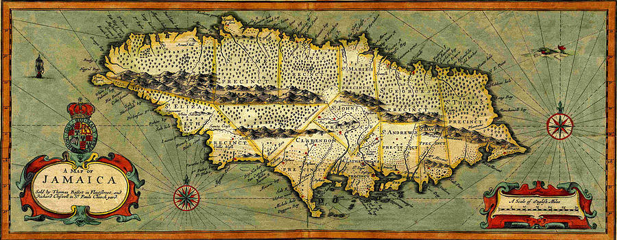 Map Of Jamaica 1676 Photograph by Andrew Fare