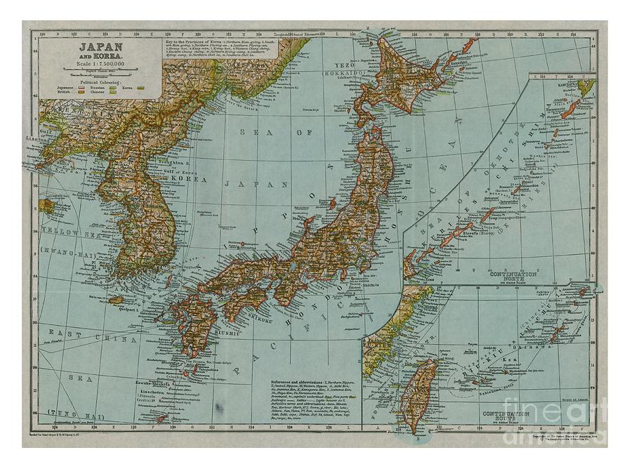 Map Of Japan And Korea Drawing by Print Collector