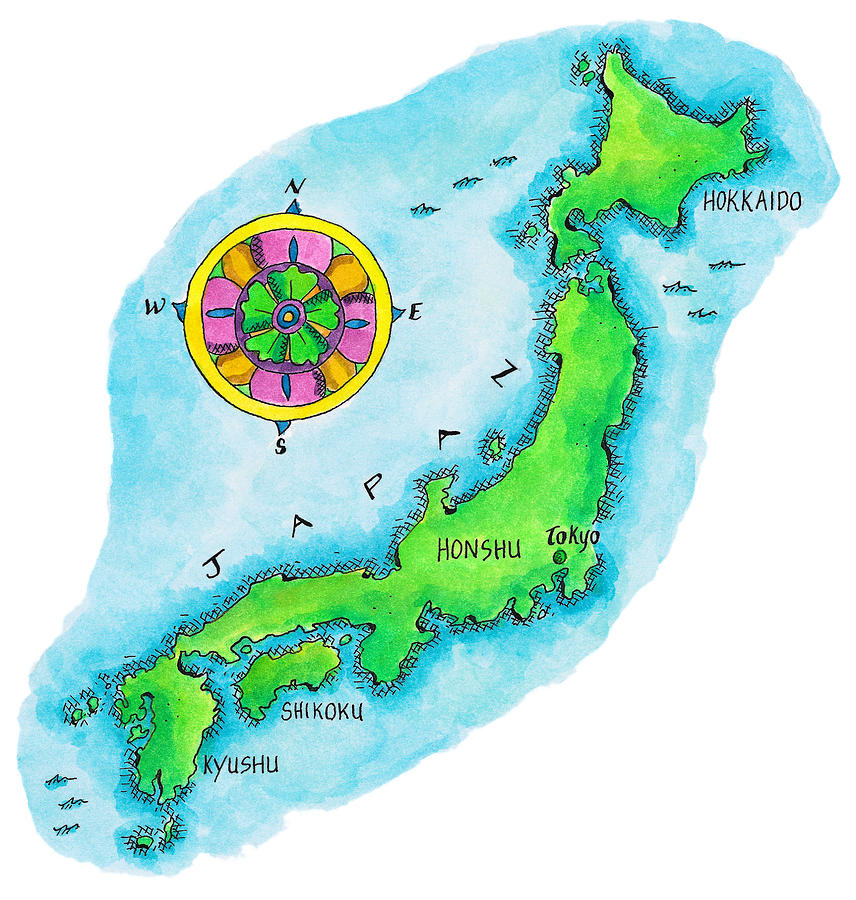 Map Of Japan Digital Art by Jennifer Thermes