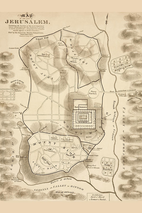 Map of Jerusalem Painting by Pendleton's Lithography - Fine Art America